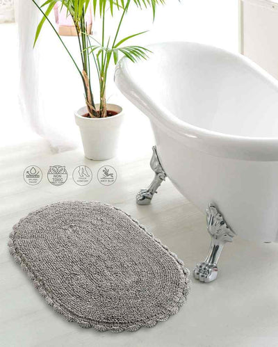 Soild Color Reversible Cotton Bathmat Grey