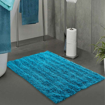 Tufted Striped Cotton Bathroom Rug | Multiple Colors | 24 x 16 inches