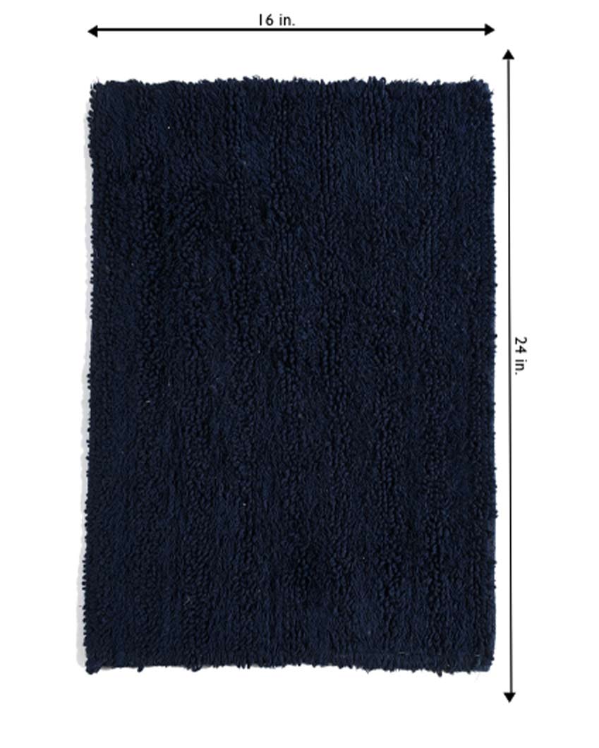 Tufted Striped Cotton Bathroom Rug | 24x16 inches Navy