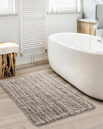 Tufted Striped Cotton Bathroom Rug | Multiple Colors | 24 x 16 inches