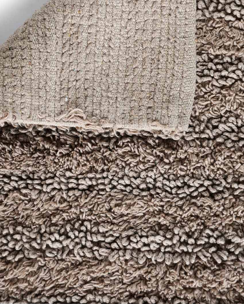 Tufted Striped Cotton Bathroom Rug | 24x16 inches Brown