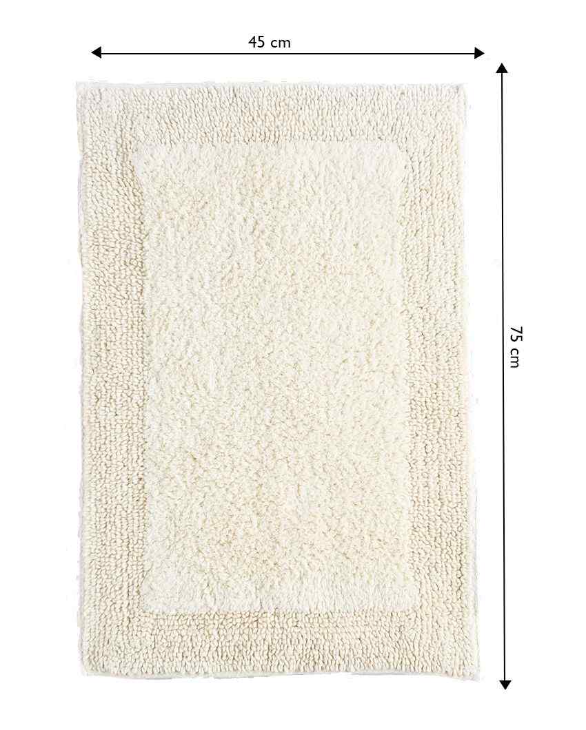 Rectangle Shaped Cotton Reversible Bathmat Off White