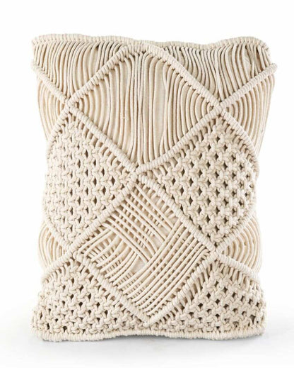 Stylish Macramé Decorative Cushion | 18 x 18 inches