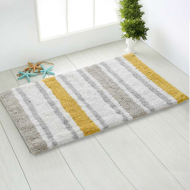 Multicolor Tufted Striped Cotton Bathmat | 32 x 20 inches