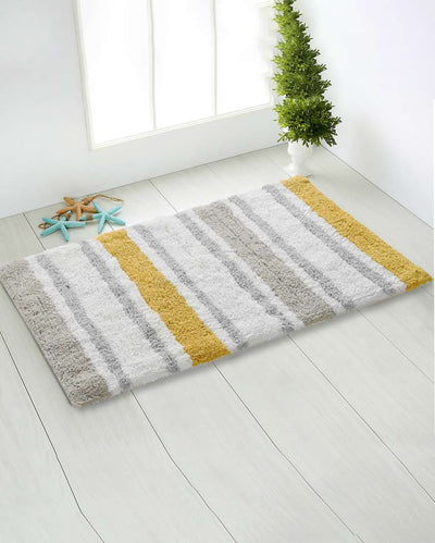 Multicolor Tufted Striped Cotton Bathmat | 32x20 inches