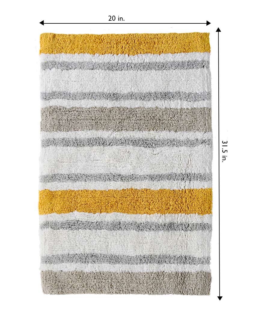 Multicolor Tufted Striped Cotton Bathmat | 32x20 inches