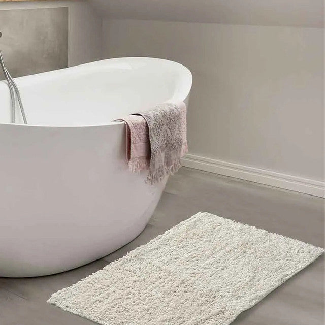 Cream Tufted Cotton Bathmat |  24 x 16 inches