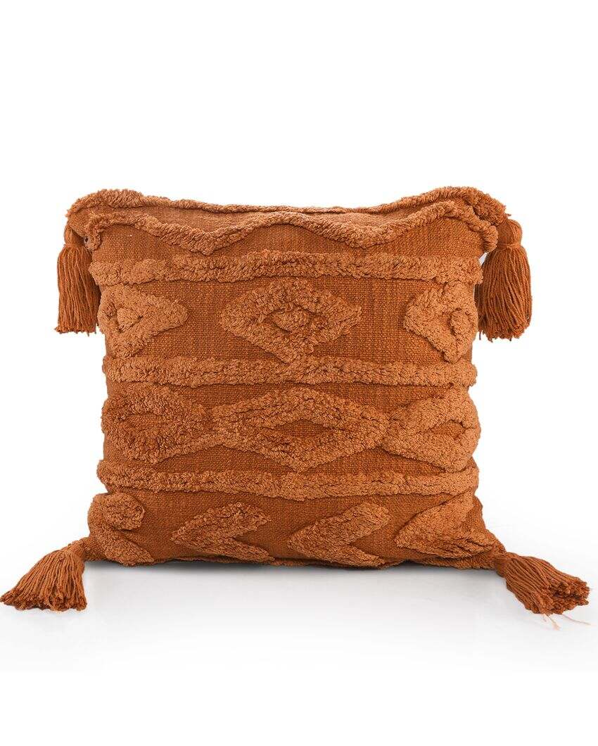 Brick Orange Tufted Cushion Cover | 18 x 18 inches