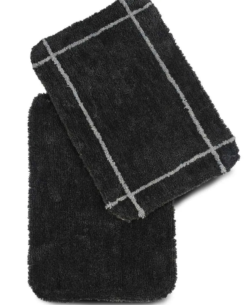 Beautiful Charcoal Tufted Cotton Bathmat | 16 x 16 inches