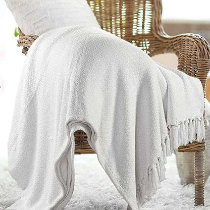 White Color Cotton Throw | 98 x 67 inches