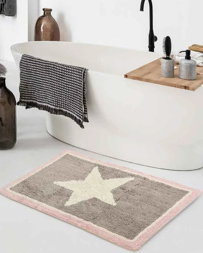 Star Print Tufted Cotton Bathmat | 31x20 inches