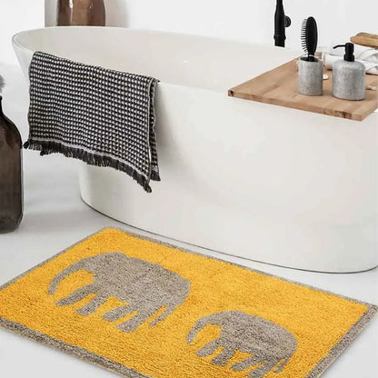 Elephant Print Tufted Cotton Bathmat | 31 x 20 inches