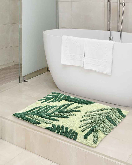 Leaf Tufted Cotton Bathmat | 31x20 inches
