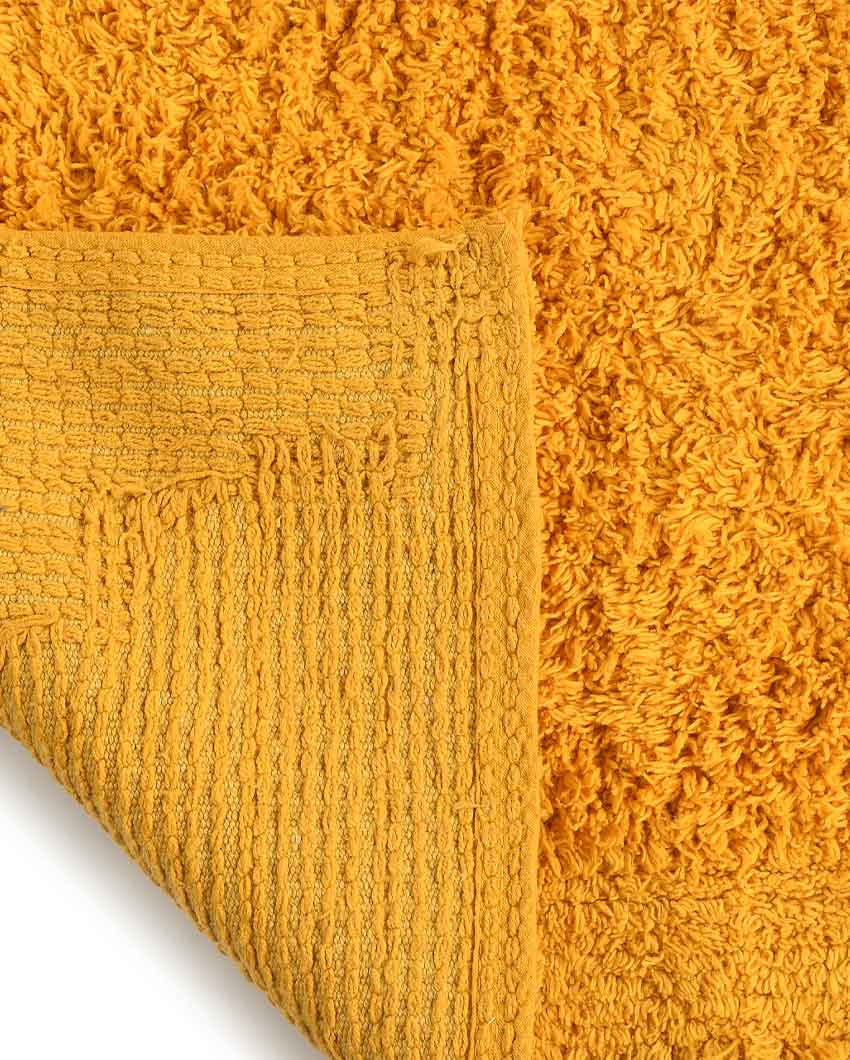 Luxurious Contour Tufted Cotton Bathmat Set Yellow