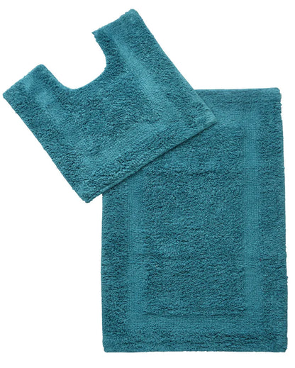 Blue Tufted Bathmat & Contour Set