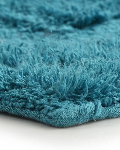 Blue Tufted Bathmat & Contour Set