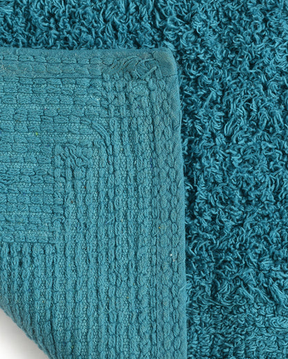 Blue Tufted Bathmat & Contour Set