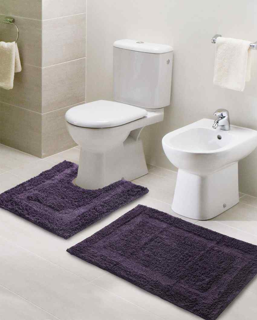 Tufted Bathmat & Contour Set Purple