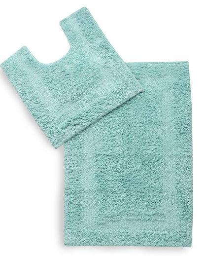 Ice Blue Tufted Bathmat & Contour Set