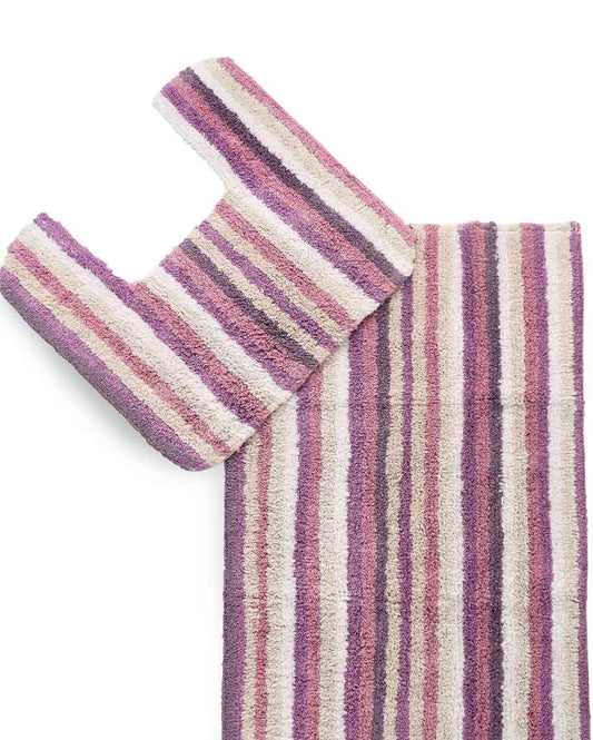 Multicolor Luxurious Contour Tufted Striped Bathmat Set