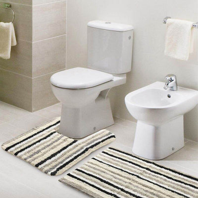 Colorful Striped Design Tufted Cotton Bathmat With Contour