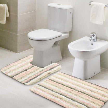 Tufted Striped Bathmat & Contour Set