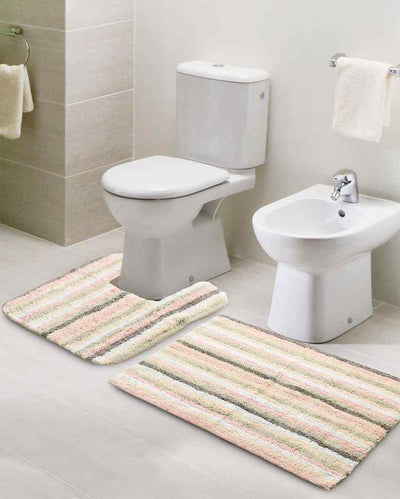 Tufted Striped Bathmat & Contour Set