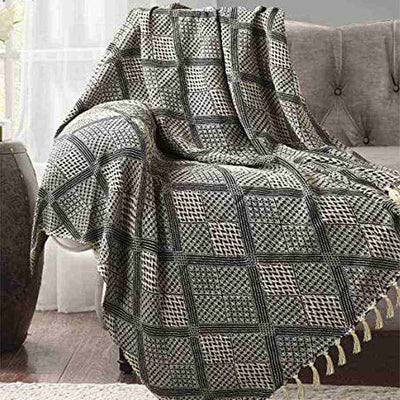 Unique Geometrical Pattern Cotton Throw | 79 x 59 Inches