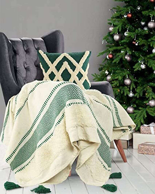 Aesthetic Chritmas Themed Design Cotton Throw | 63 x 51 inches