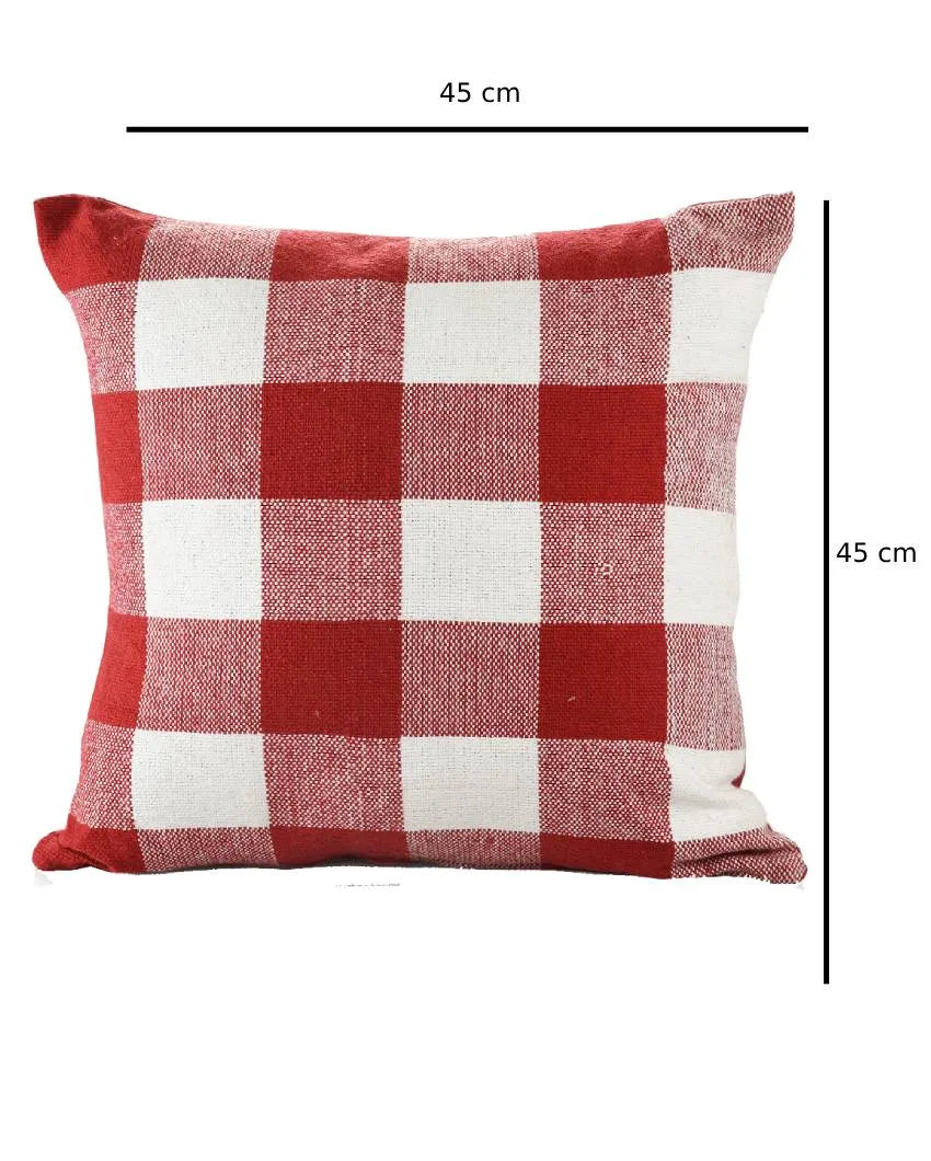 Red & White Cotton Cushion Cover | 18 x 18 inches