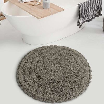 Round Reversible Crochet Cotton Bathmat | 24 x 24  inches