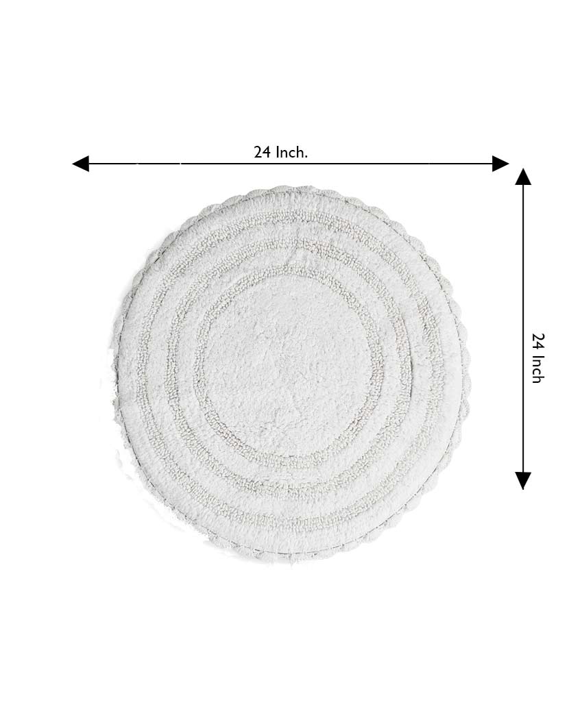 Round Reversible Crochet Cotton Bathmat | 24 inches White