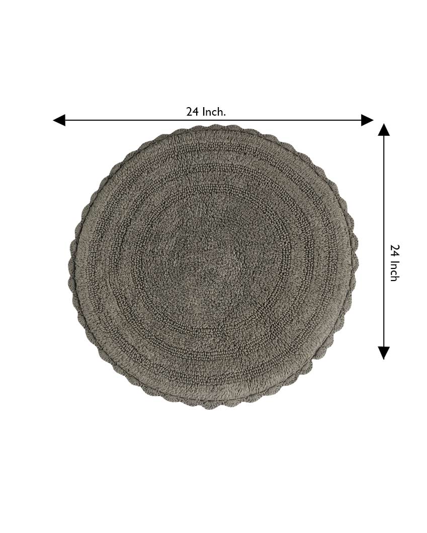 Round Reversible Crochet Cotton Bathmat | 24 inches Grey