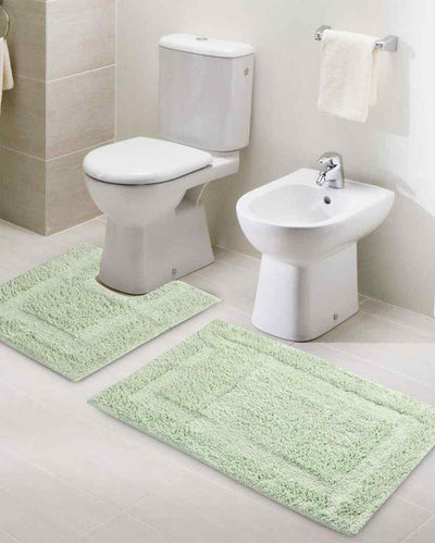 Tufted Bathmat & Contour Set Light Green