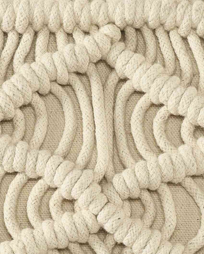 Elegant Macramé Natural Cushion | 16 x 24 inches