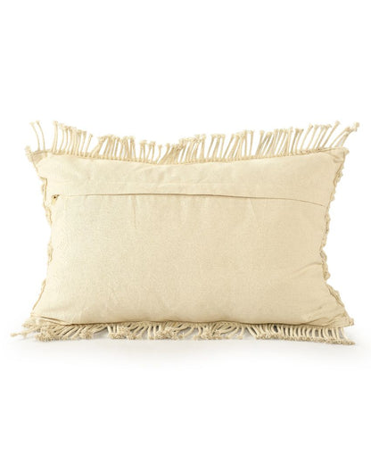 Elegant Macramé Natural Cushion | 16 x 24 inches