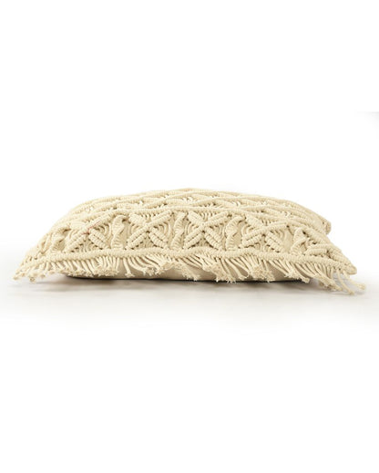 Elegant Macramé Natural Cushion | 16 x 24 inches