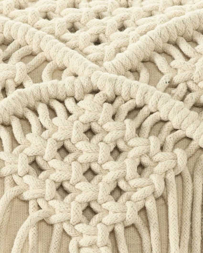 Natural Macrame Cushion With Fringe | 18 x 18 inches