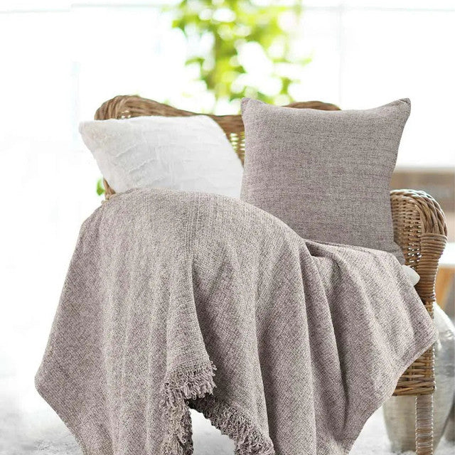 Grey Polyester Throw with Cushion Cover