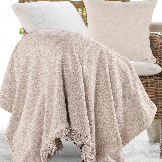 Natural Polyester Throw with Cushion Cover