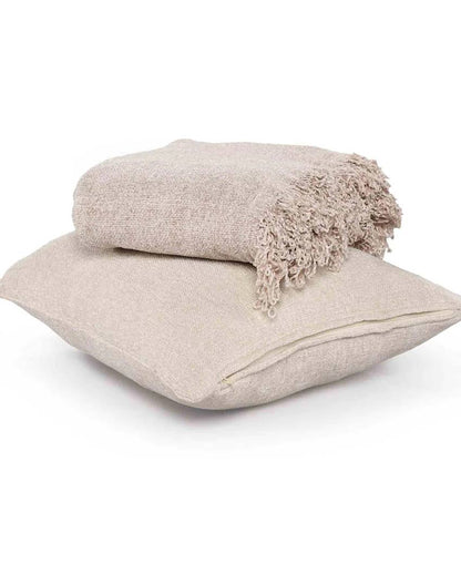 Natural Polyester Throw with Cushion Cover