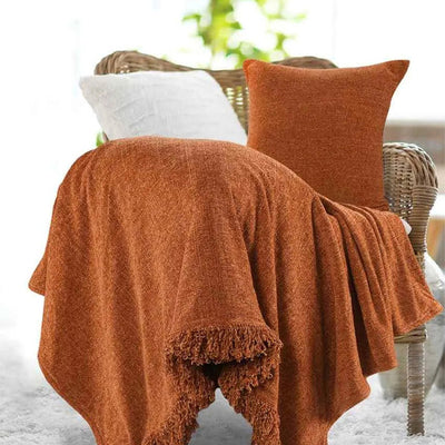 Chenille Throw With Cushion Cover | Multiple Colors