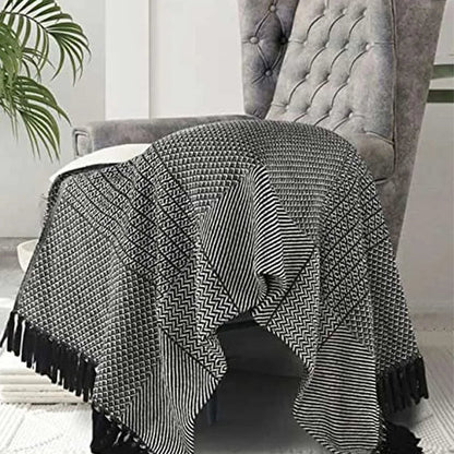 Black & White Cotton Throw | 63 x 51 inches