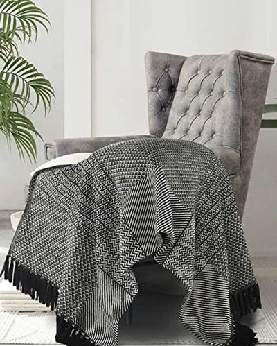 Black & White Cotton Throw| 63x51 inches