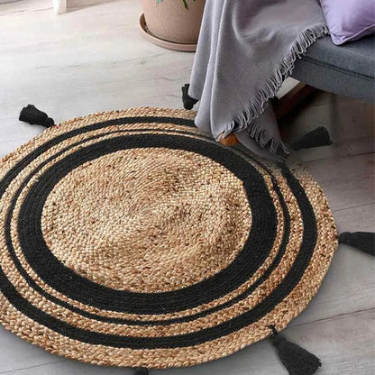 Symmetrical Circles Jute Rug | 31 inches