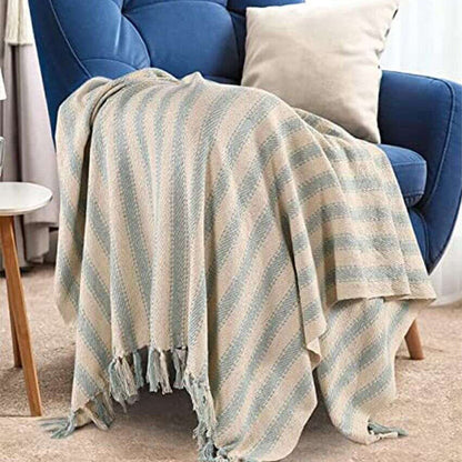 Handwoven Striped Design Cotton Throw | 71 x 51 inches