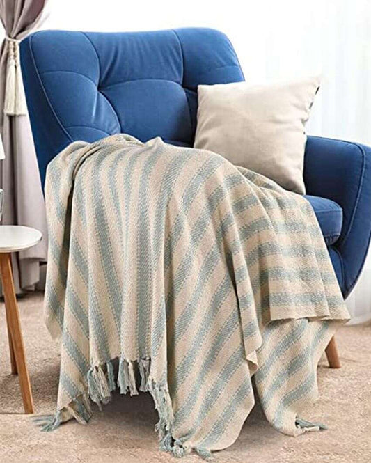 Handwoven Striped Design Cotton Throw | 71 x 51 inches