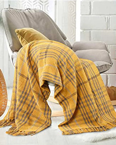 Mustard Cotton Throw | 71 x 51 inches