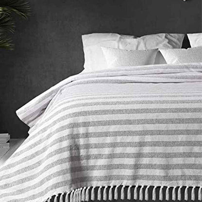 Colorful Line Strip Cotton Bedcover | 79 x 67 Inches