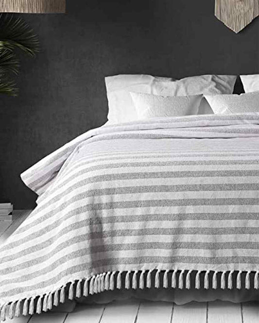 Colorful Line Strip Cotton Bedcover